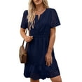 thumbnail image 1 of UVN Women Dress Summer Short Sleeve V Neck Dress Ladies Caual A Line Hollow Out Lace Beach Dresses, 1 of 8