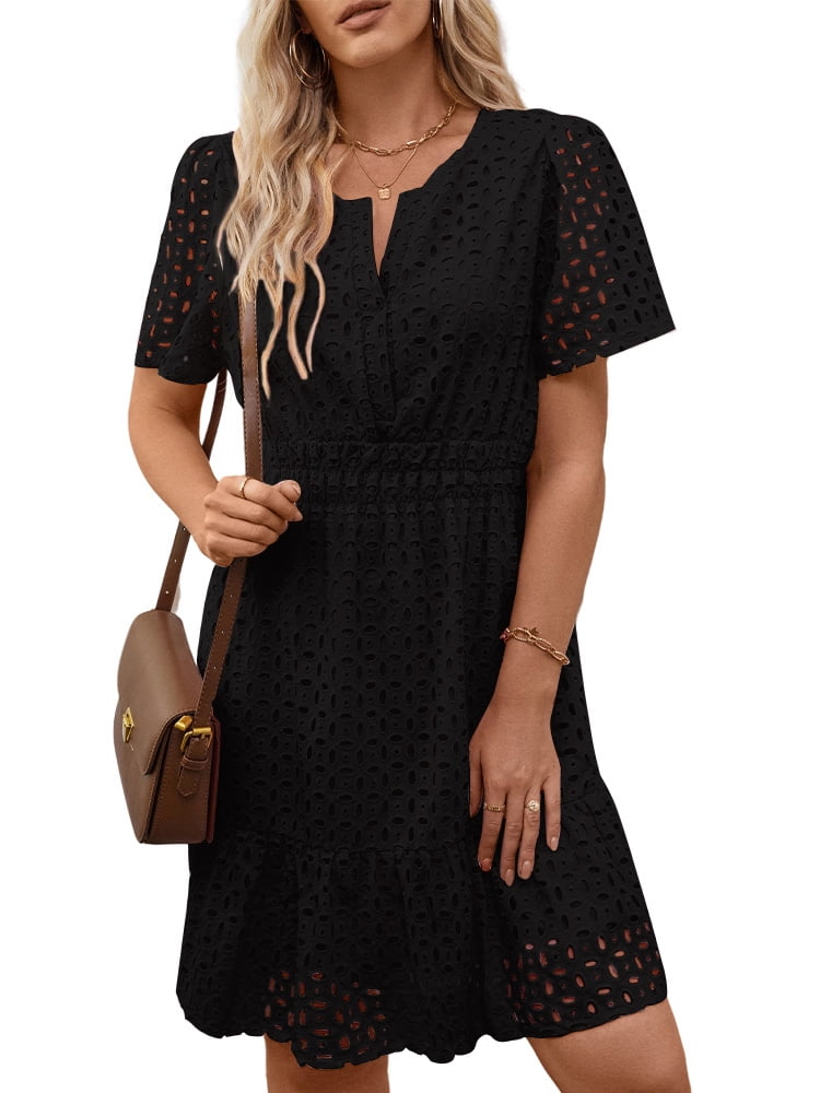 Summer V-neck Short-sleeved Dress Ins Fashion Tight-Waisted Beach Dresses Women's Clothing