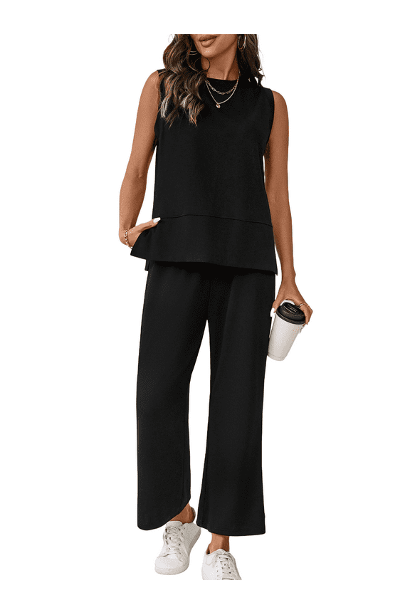 Women Outfits Sets Summer 2 Piece Sets Casual Sweatsuits Sleeveless Tops and Pants Lounge Sets