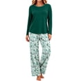 thumbnail image 1 of UVN Women Pajamas Sets Long Sleeve 2 Piece Lounge Set Casual Crewneck Sleepwear Tops and Long Printed Pants Soft Pjs Outfits with Pockets, 1 of 11
