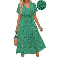 thumbnail image 1 of UVN Women Summer Dresses Short Sleeve V Neck A-Line Midi Dress Ladies Boho Beach Floral Print Sundress, 1 of 9