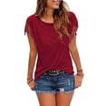 thumbnail image 1 of UVN Women Tassel T Shirt Short Sleeve Tops Round Neck Shirts Casual Summer Tee, 1 of 4