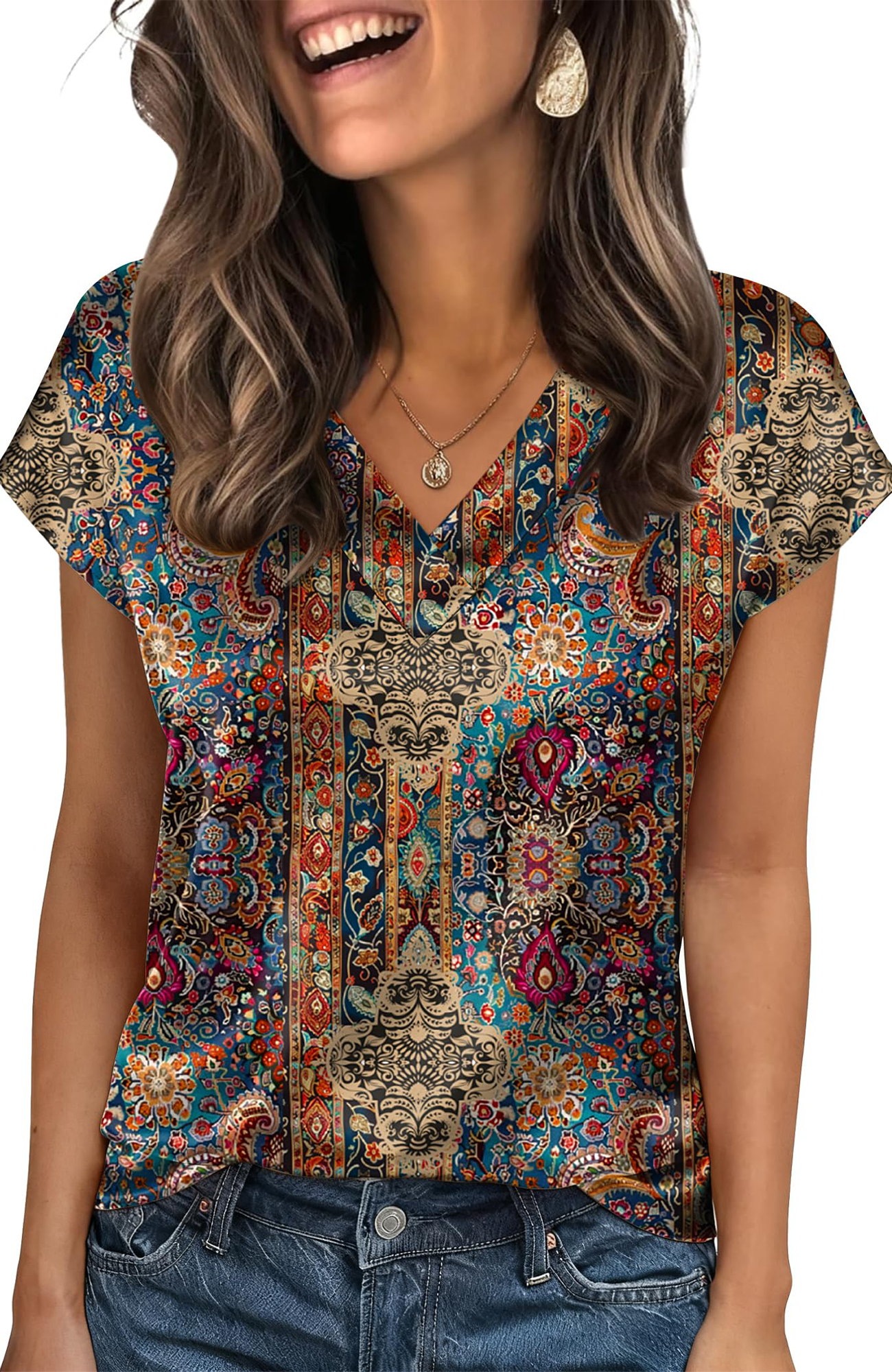 UVN Women Tops Summer Cap Short Sleeve Blouses Ladies V Neck Silk Satin ...
