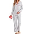 thumbnail image 1 of UVN Womens Cotton 2 Piece Pajama Set Fall Gingham Button up Top and Long Pant Casual Ladies Plaid Loungewear, 1 of 10