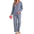thumbnail image 1 of UVN Womens Cotton 2 Piece Pajama Set Fall Gingham Button up Top and Long Pant Casual Ladies Plaid Loungewear, 1 of 10