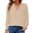 thumbnail image 1 of UVN Womens Fall Blouses Long Sleeve V neck Shirts Dressy Casual Smocked Cuffs Tunic Tops, 1 of 7