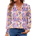 thumbnail image 1 of UVN Womens Fall Blouses Long Sleeve V neck Shirts Dressy Casual Smocked Cuffs Tunic Tops, 1 of 8