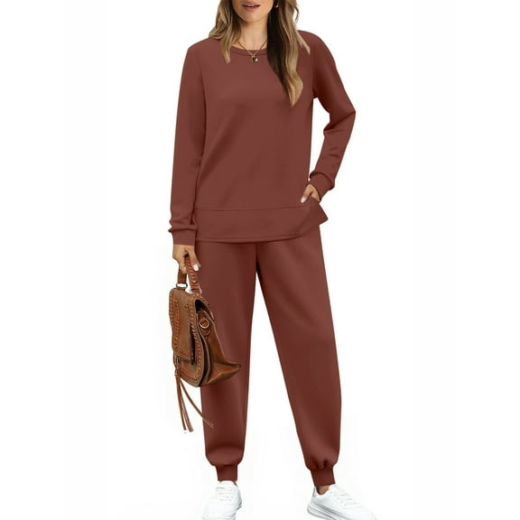 UVN Womens Fall Jogger Suit 2 Piece Set Long Sleeve Pullover Long Sweatpants with Pockets Ladies Sweatsuits Casual Lounge Set