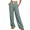 thumbnail image 1 of UVN Pants for Women Gingham Wide Leg Casual Lounge Bottoms Ladies Plaid Trousers with Pocket, 1 of 9