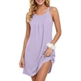 thumbnail image 1 of UVN Womens Nightgown Sleeveless Sleepwear Crewneck Wide Strap Pleated Nightshirt Casual Print Sleepdress, 1 of 8