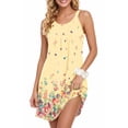 thumbnail image 1 of UVN Womens Nightgown Sleeveless Sleepwear Crewneck Wide Strap Pleated Nightshirt Casual Print Sleepdress, 1 of 8