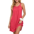 thumbnail image 1 of UVN Womens Nightgown Sleeveless Sleepwear Crewneck Wide Strap Pleated Nightshirt Casual Print Sleepdress, 1 of 8
