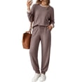 thumbnail image 1 of UVN Womens Pajama Set Two Piece Color Block Long Sleeve Top and Long Pants Ladies Fall Matching Oufits Casual Loungewear, 1 of 9