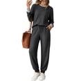 thumbnail image 1 of UVN Womens Pajama Set Two Piece Color Block Long Sleeve Top and Long Pants Ladies Fall Matching Oufits Casual Loungewear, 1 of 9