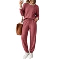 thumbnail image 1 of UVN Womens Pajama Set Two Piece Color Block Long Sleeve Top and Long Pants Ladies Fall Matching Oufits Casual Loungewear, 1 of 9