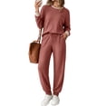 thumbnail image 1 of UVN Womens Pajama Set Two Piece Color Block Long Sleeve Top and Long Pants Ladies Fall Matching Oufits Casual Loungewear, 1 of 9