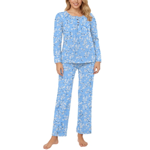 UVN Womens Pajama Sets Long Sleeve Crewneck Tops and Long Pajama Pants 2 Piece Lounge Set Sleepwear Fall Oufits Loungewear