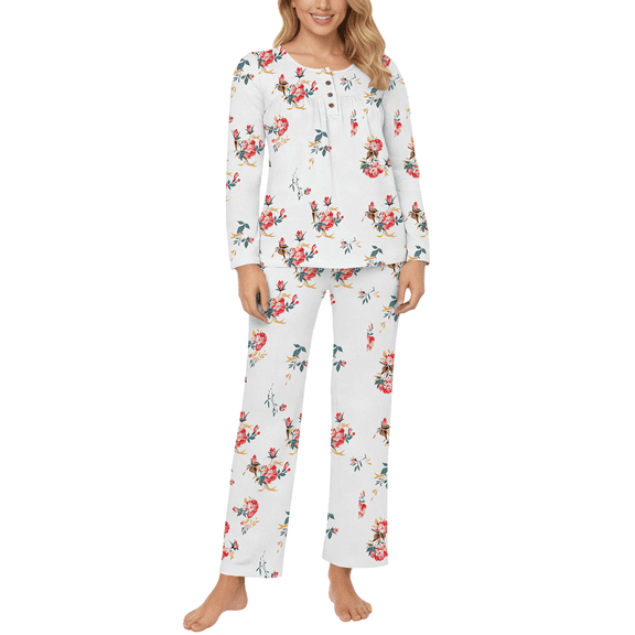 UVN Womens Pajama Sets Long Sleeve Crewneck Tops and Long Pajama Pants 2 Piece Lounge Set Sleepwear Fall Oufits Loungewear