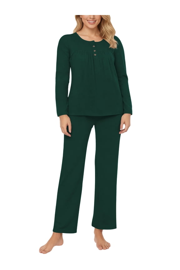 Womens Pajama Sets Long Sleeve Crewneck Tops and Long Pajama Pants 2 Piece Lounge Set Sleepwear Fall Oufits Loungewear