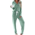 thumbnail image 1 of UVN Womens Pajama Sets Long Sleeve Top and Long Pants Soft Pjs Sleepwear Ladies Button Down Lounge Set, 1 of 10