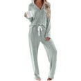 thumbnail image 1 of UVN Womens Pajama Sets Long Sleeve Top and Long Pants Soft Pjs Sleepwear Ladies Button Down Lounge Set, 1 of 9