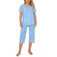 thumbnail image 1 of UVN Womens Pajama Sets Short Sleeve Crewneck Tops and Capri Pant Lounge Set Ladies Pjs Sleepwear Loungewear 2 Piece Outfit, 1 of 9
