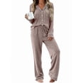 thumbnail image 1 of UVN Womens Pajamas Sets Long Sleeve Shirts and Drawstring Pants Ladies Loungewear Casual 2 Piece Matching Sets, 1 of 9