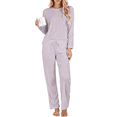 thumbnail image 1 of UVN Womens Pajamas Sets Long Sleeve Tops and Long Pants 2 Piece Outfit Fall Sleepwear Nightwear Soft Pjs Lounge Sets, 1 of 8