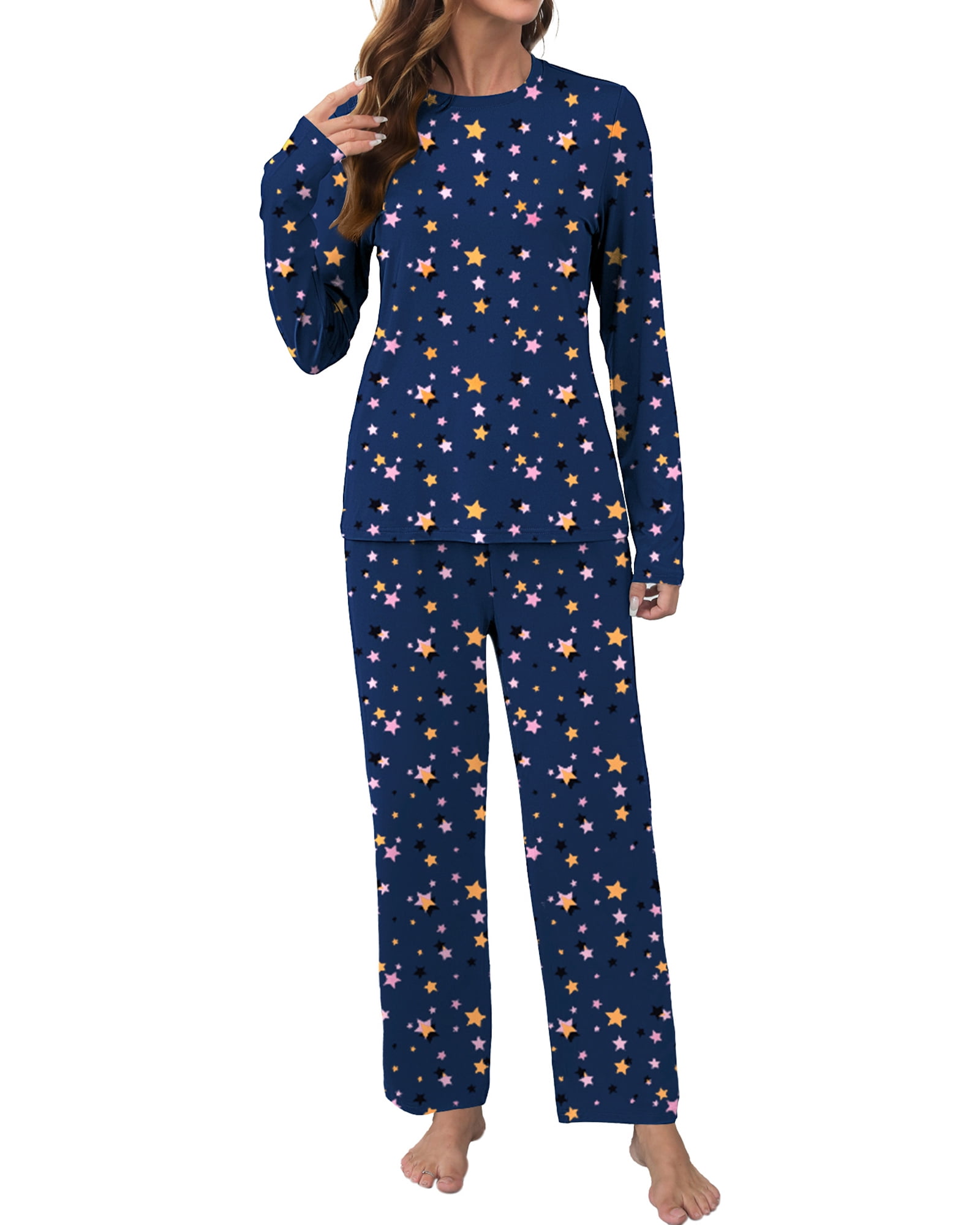 UVN Womens Pajamas Sets Long Sleeve Tops and Long Pants 2 Piece Outfit ...