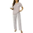 thumbnail image 1 of UVN Womens Pajamas Sets Short Sleeve Tops and Long Pants 2 Piece Outfit Casual Loose Sleepwear Nightwear Soft Pjs Lounge Sets, 1 of 7