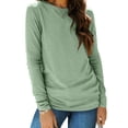 thumbnail image 1 of UVN Womens Shirts Crewneck Long Sleeve Tshirts Fall Casual Ladies Tops, 1 of 8