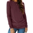 thumbnail image 1 of UVN Womens Shirts Crewneck Long Sleeve Tshirts Fall Casual Ladies Tops, 1 of 8