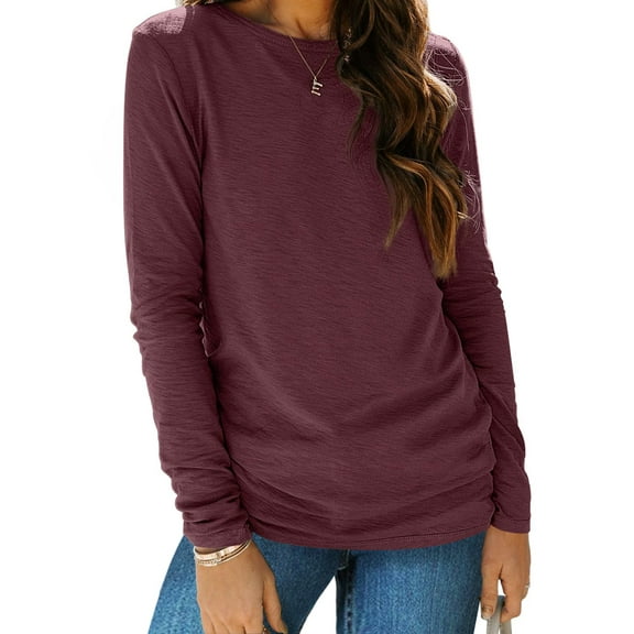 UVN Womens Shirts Crewneck Long Sleeve Tshirts Fall Casual Ladies Tops