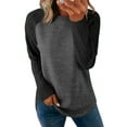 thumbnail image 1 of UVN Womens Sweatshirt Long Sleeve Shirts Crew Neck Fall Textured Curved Hem Tunic Tops, 1 of 8