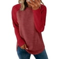 thumbnail image 1 of UVN Womens Sweatshirt Long Sleeve Shirts Crew Neck Fall Textured Curved Hem Tunic Tops, 1 of 8