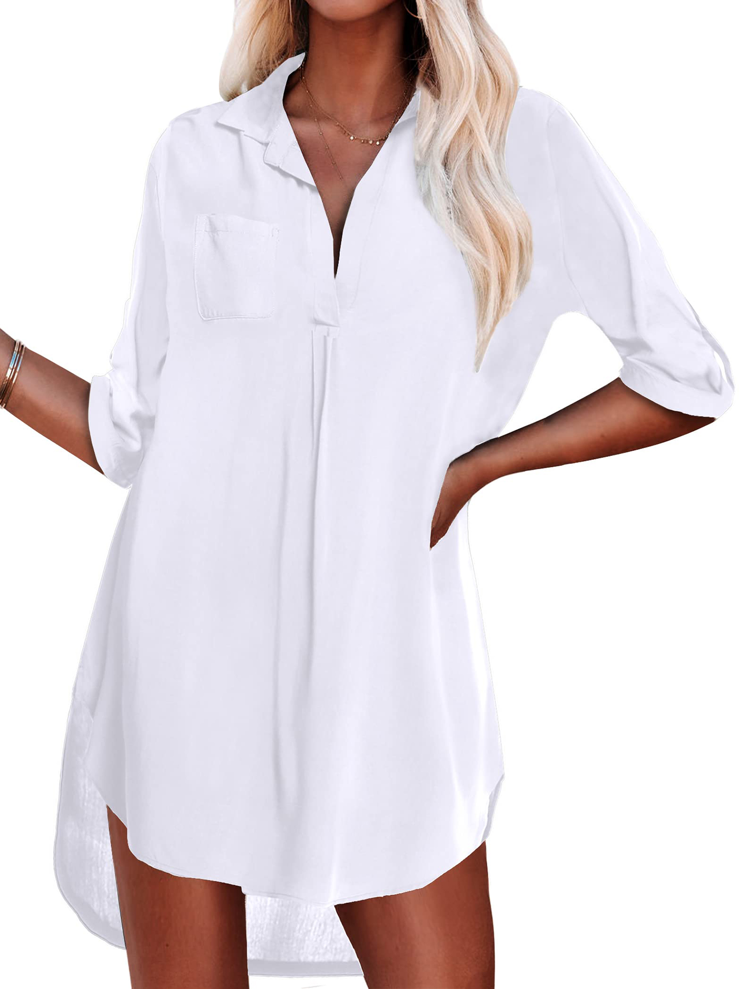 EHQJNJ White Beach Cover up Womens Beach Cover Ups Loose Mid Length