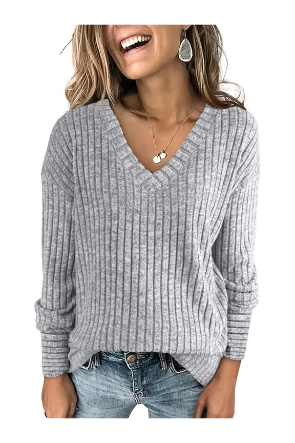 Womens Tops V Neck Long Sleeve Shirts Lightweight Pullover Casual Tunic Tops