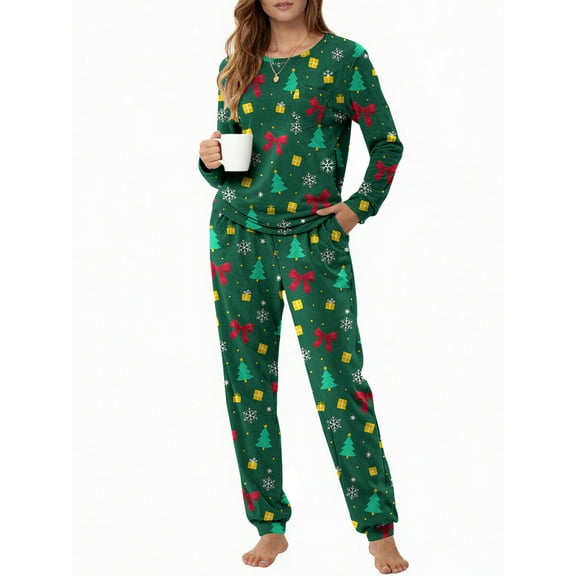 UVN Womens Velvet Pajamas Sets Winter 2 Piece Outfits Ladies Fleece Long Sleeve Sleepwear with Pockets