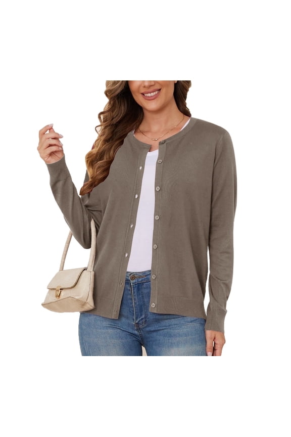 Women's Lightweight Button-Down Cardigan Sweater,Brown Camel,L,S-3XL(Oversized Fit - Runs Large, Choose One Size Smaller)