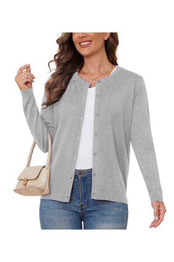 Women's Lightweight Button-Down Cardigan Sweater,Dark Gray,3XL,(S-3XL)
