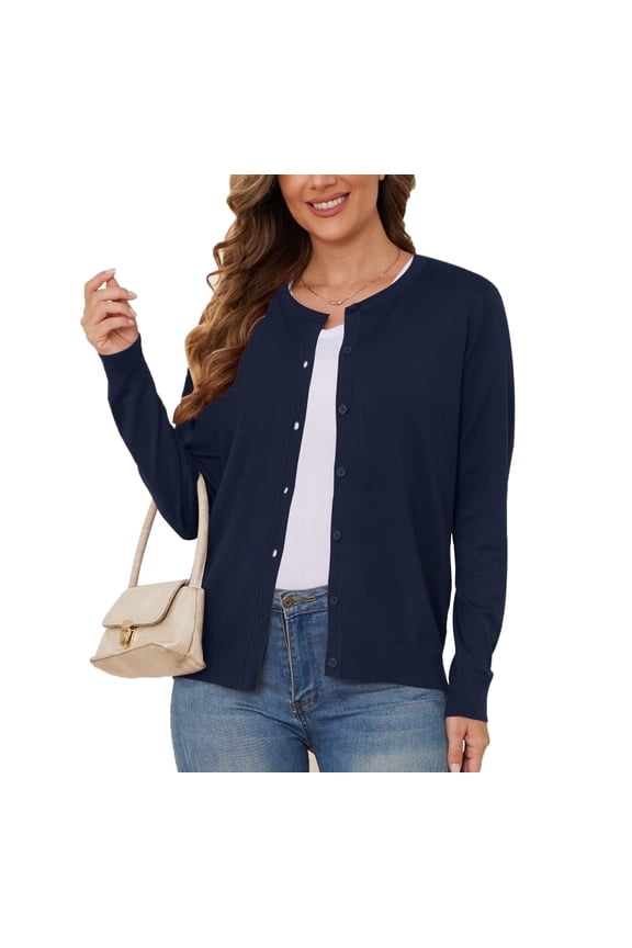 Women's Lightweight Button-Down Cardigan Sweater,NaUP Blue,L,S-3XL(Oversized Fit - Runs Large, Choose One Size Smaller)