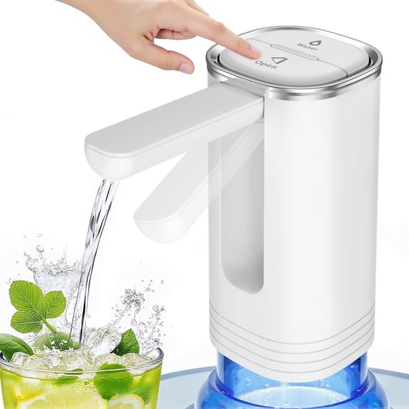 Skdwakiz Portable Water Dispenser, Foldable Electric Water Bottle Pump Universal 2, 3, 4, and 5 Gallon USB Rechargeable and Automatic Off Switch Water Bottle Pump for Home Kitchen Office