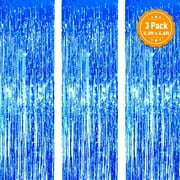 UWANTME 3 Pack Pink Metallic Foil Fringe Curtains, 3.3ft x 6.6ft Backdrop Curtains Streamers Party Decorations for Birthday, Wedding, Valentines Day, Christmas, Bachelorette, Baby Shower