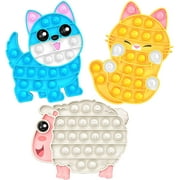 UWANTME 3 Pack Push Bubbles Fidget Toys Set, Poppers Sensory Toy, Dog Cat and Sheep Animal Silicone Squeeze Anxiety Stress Relief Toys Gifts for Kids and Adults