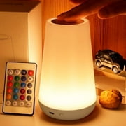 UWANTME Night Light, Dimmable Touch Lamp for Bedroom, Portable Bedside Table Lamps, 5 Brightness and 13 RGB Colors Night Light Suitable for Bedroom/Baby Nursery/Bathroom/Hallways/Living Room