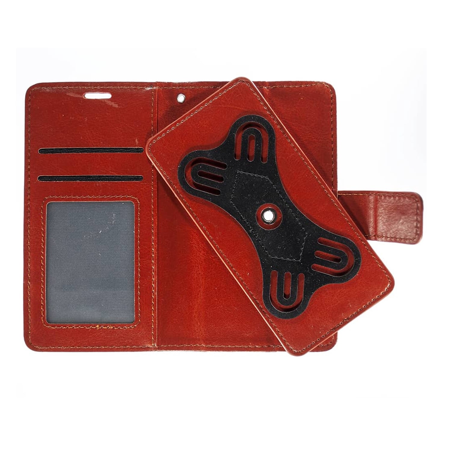 UWC-Large (5.2"-5.5") Universal Wallet Case with 360 Degree Rotating Swivel Stand - Brown