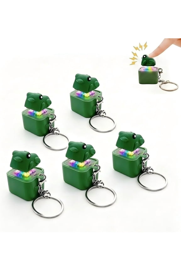 UWMDHRC 5 Pack Frog Croaking Fidget Toy Keychain with Sound & LED Lights, Rechargeable Keyboard Clicker for Stress Relief and Anxiety Relief, Portable Sensory Noise Keychain Gift for Adults