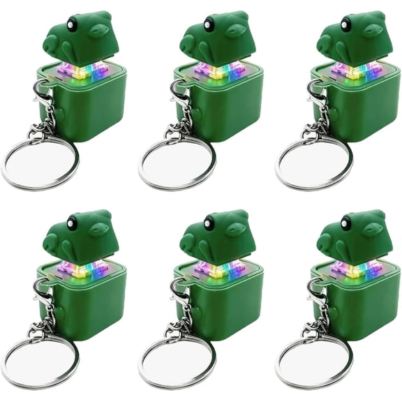 UWMDHRC 6 Pcs Frog Keychain with Sound, Frog Noise Maker, Rechargeable Keyboard Clicker with LED Lights Stress Relief Sensory Toy for Adults Anxiety Relief