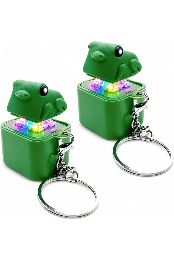 UWMDHRC Frog Croaking Fidget Toy, Frog Keychain with Sound & Colorful Lights, Rechargeable Keyboard Clicker Fidget Toys Adults, Portable Anxiety and Stress Relief Toys Fun Gifts