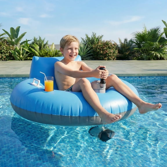 UWMDHRC Motorized Pool Float with Canopy, Rechargeable Dual Motor Electric Lounge Raft for Pool & Lake